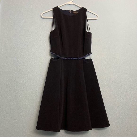 TopShop Sleeveless Dress Cutout Waist Fit&Flare Mini dress - Navy - US 2 - Picture 1 of 11